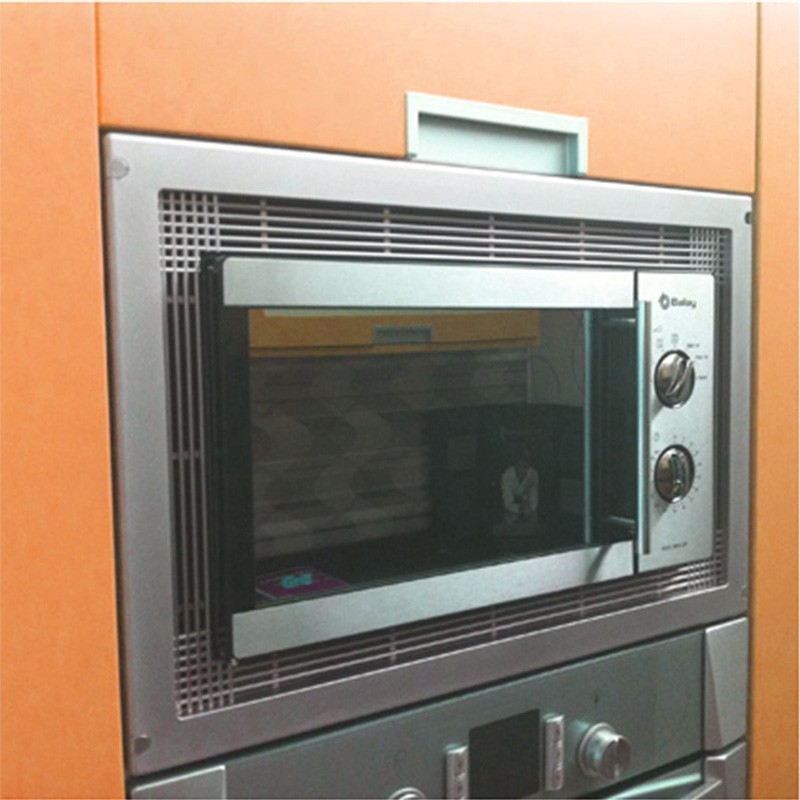 Marco para microondas, para encastrar en mueble de cocina, módulo 600mm,  600x400mm, Plástico, Pintado aluminio