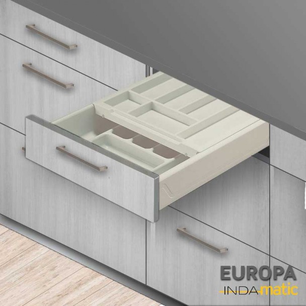 Cajón de Cocina Doble Cubertero Europa PVC Blanco