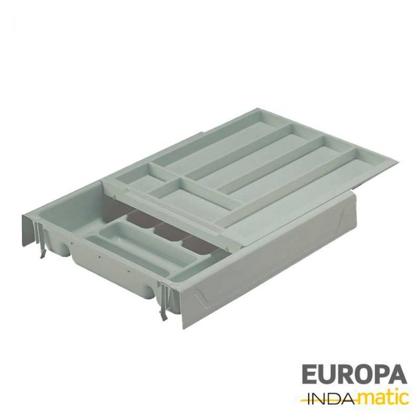 Cubertero Doble PVC Gris para Cajón de Cocina Europa